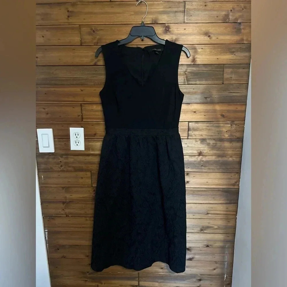 Cynthia Steffe midi black A-line textured bottom dress color black size 6